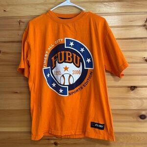 Vintage Fubu Shirt Size X-Large Orange 90s Hip Hop Sport Collection Retro